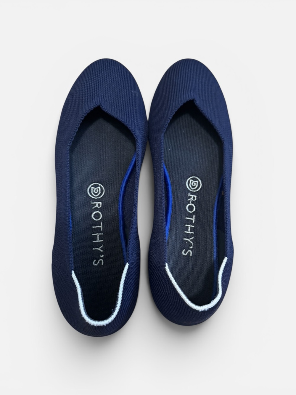 ROTHY'S Women's Navy with White Trim Ballet Flat Sz. 8.5